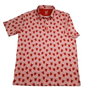 Bogey Bros Mens XXL Red Solo Cup Beer Pong Golf Polo Shirt Pink Performance